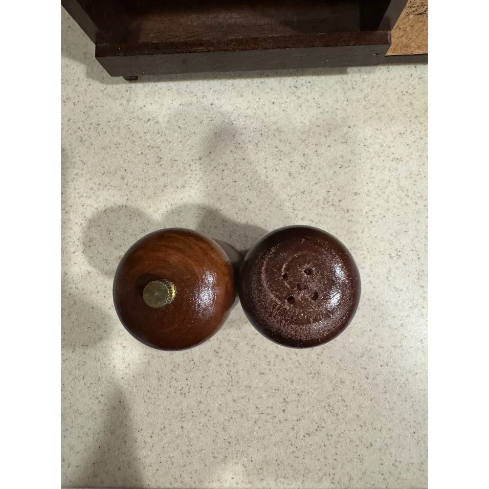 Vintage Wooden Spice Rack Spice Bottles, Salt Pepper Mill, Recipe Box, Utensils